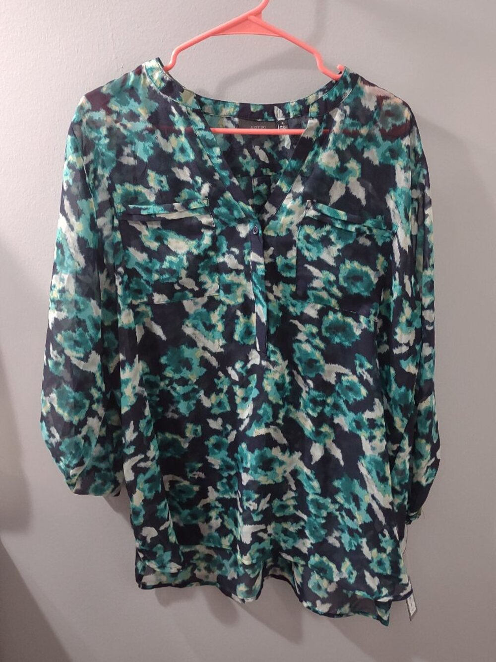 Apt. 9 Brand New XL Sheer 3/4ths Sleeve Women's Floral Blouse Kohl's